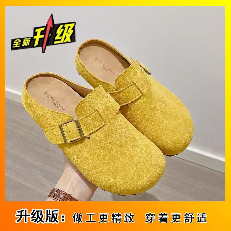 Koreanska och europeiska varor tjockbottnade bekväma matta läder vardagliga yttertofflor damers tid Boken väska huvud tofflor damers vår nya