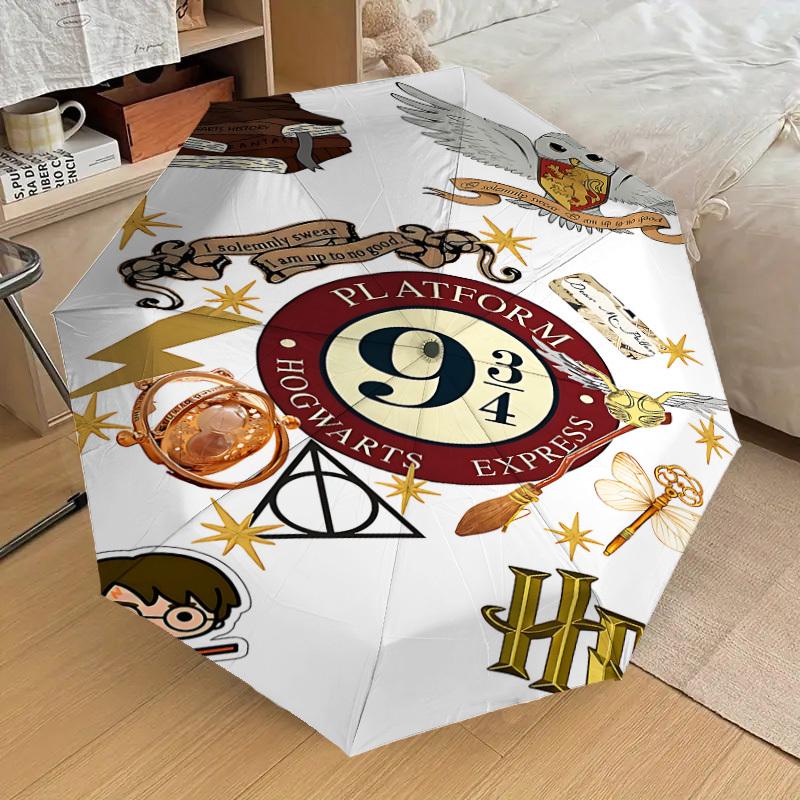 1PC Hogwarts Platform 9 3/4 Umbrella-8-Rib Reinforced, Automatic Open, Lightweight & Durable, Cute Fashion Accessory for Outdoor, D2660
