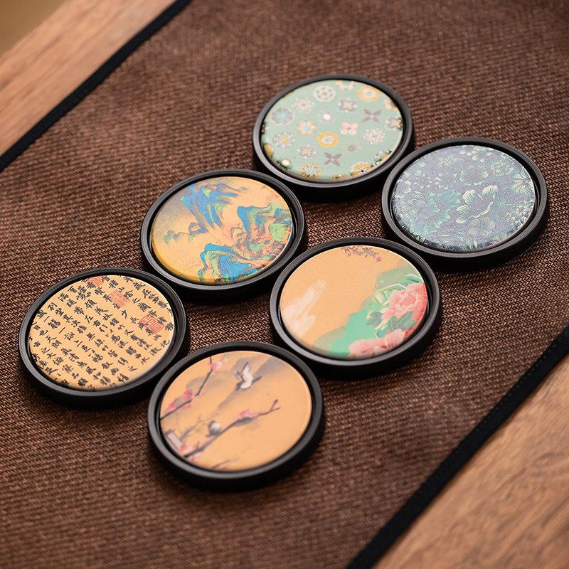 

6pcs Chinese Coaster Office Tea set Mat Household Anti-slip Anti Scald Cup Holder Insulated Tea Mat Tea Ceremony Accessories