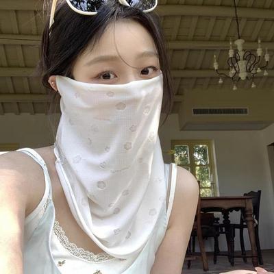 Breathable Ice Silk Mask Quick Drying Anti-UV Sun Protection Scarf Ear Hanging Design Neck Protection Sunscreen Veil for Unisex