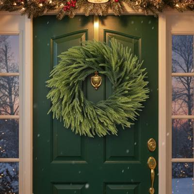 Norfolk Pine Wreath Christmas Pine Cone Wreath Hanging Ornament Fake Flower Garland for Wedding Arch Party Wall Garden Ceremony