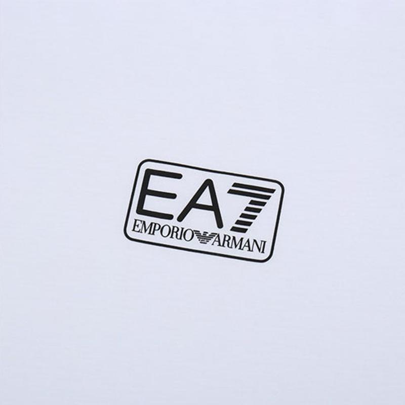 Emporio Armani EA7 SS22 Letter And Number Print Straight Cut Round Neck Short Sleeve T-Shirt Men Tops White 8NPT11-PJNQZ-1100