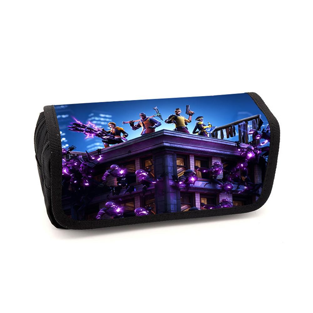 FORTNITE Cartoon Pencil Box Double Layer Flip Pen Case Lightweight Stationery for Kids School Daily Use,Boys&Girls Ages 6-11