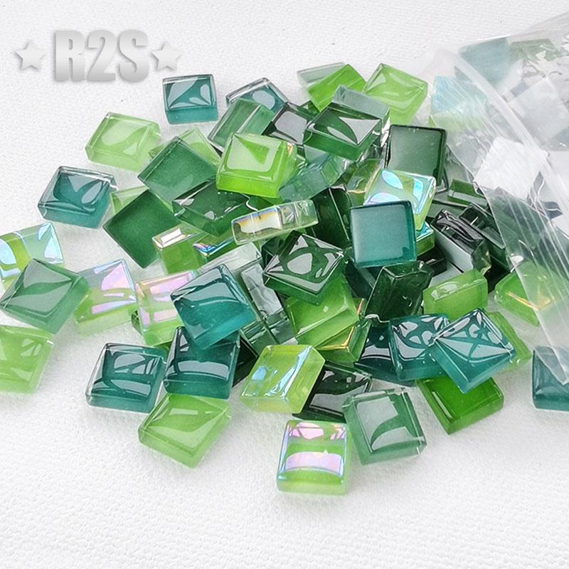 100g Mixed Mosaic Pieces Assorted Color Square Glitter Glass Mosaic Tiles for DIY Crafts Supplies Blue Purple Green Arte