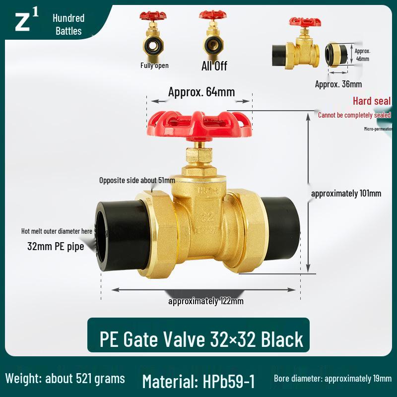 Full Copper Gate Valve for PPR, PE, and Tap Water Pipes - 20mm, 25mm, 32mm Double Union, Hot Melt Compatible.