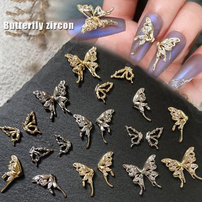 1Pc Nail Charm Cubic Zirconia Shiny Three-dimensional Glitter Anti-fall DIY Nail Art Gift Butterfly Splicing Wing Nail Art Jewelry for Women