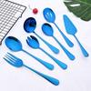 Mavi Yemek Takımı çatal bıçak kaşık seti Paslanmaz Çelik Taşınabilir Mutfak Kek Kürek Servis Çatal Kaşık Kevgir Kaşık Salata Çatal Sofra