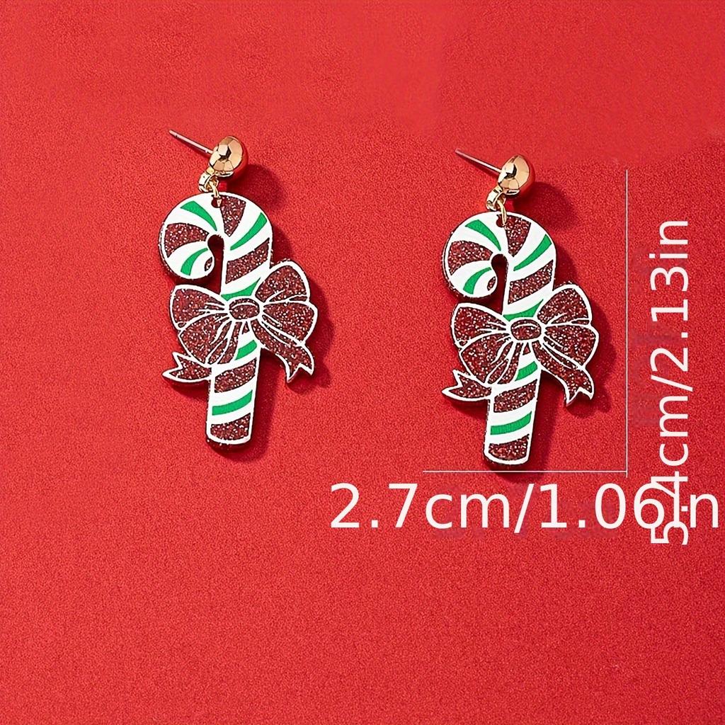 Simple fashion Christmas decoration acrylic crutch earrings fun childlike cute cartoon lady