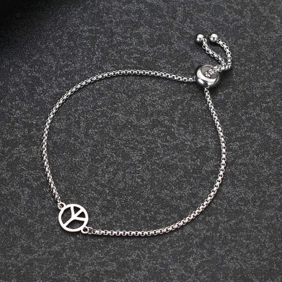 

New Peace Symbol Heart Bracelet For Women Unfading Adjustable Valentine Day Gift For Girlfriend Best Friend Braslet Pulseria