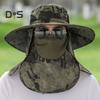 Men Fisherman Hat with Front Cover Large Brim Hollow Mesh Camouflage Print Anti-UV Sunlight Protection Quick Dry Great Breathability Outdoor Fishing
