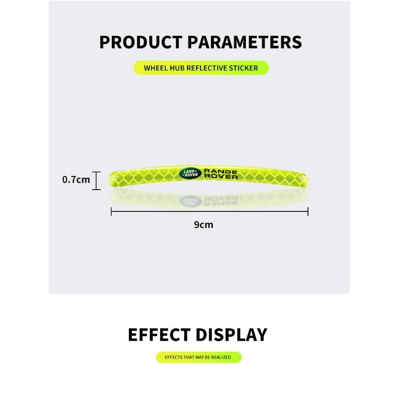 Car Wheel Tire Rim Hub Reflective Luminous Emblem Sticker Styling for Land Rover Discovery Range Rover Evpque Defender Car Eyeglass Rover L322 L405