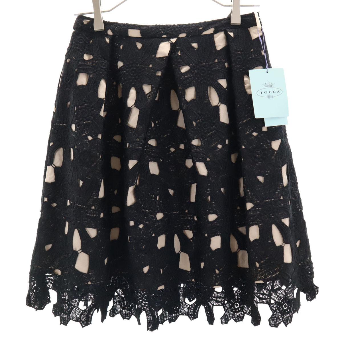 

unused TOCCA Floral Midi length Total race flare skirt 2 black Women Used