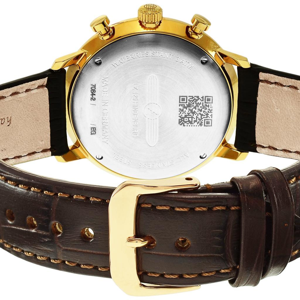 Montre Hindenburg, cadran gris, acier inoxydable, quartz, Allemagne, 70842, marron [Zeppelin], 39,5 mm, pour homme [Article]