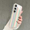 Simple colored striped pattern glass phone case suitable for Samsung GalaxyS26 S25 S24 S23 S22 S21 S20FE Ultra Plus anti scratch