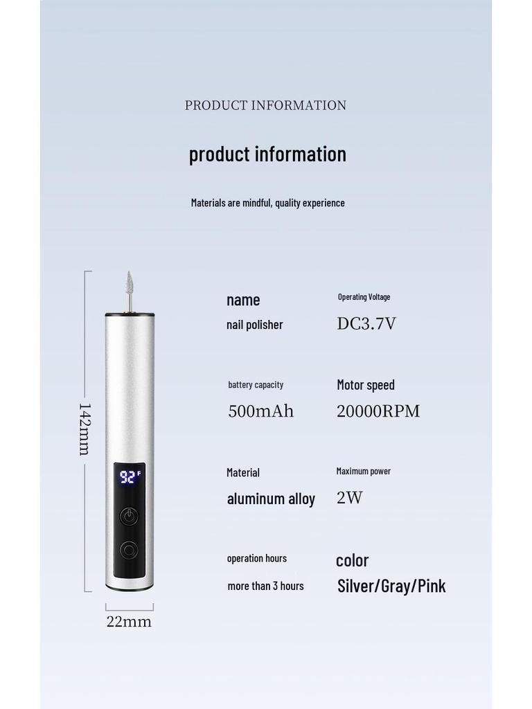 2025 USB Rechargeable Electric Nail Grinder & Engraving Pen with Digital Display and Aluminum Alloy Build