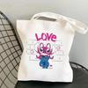 Lilo & Stitch Print Canvas Shoulder Backpack and Shopping Bag