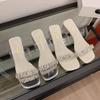 Fashion Shoes for Women Sexy with Heel Sandals Clear Woman Slippers Rhenstone Slides Elegant and Fashionable Easy Wears Summer Footwear