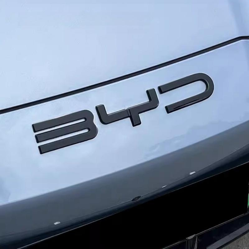 ABS Chrom Auto Front Stoßstange Emblem Abzeichen Aufkleber Schwarzes Carbon Logo Refit Aufkleber Für BYD SEAl EV DMi 2023 2024 2025 Zubehör