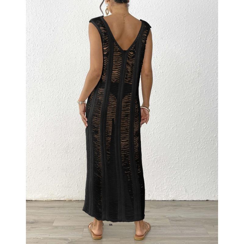 Women's Sexy Cut Out Tank Top Beach Bikini Smock Loose Long Dress