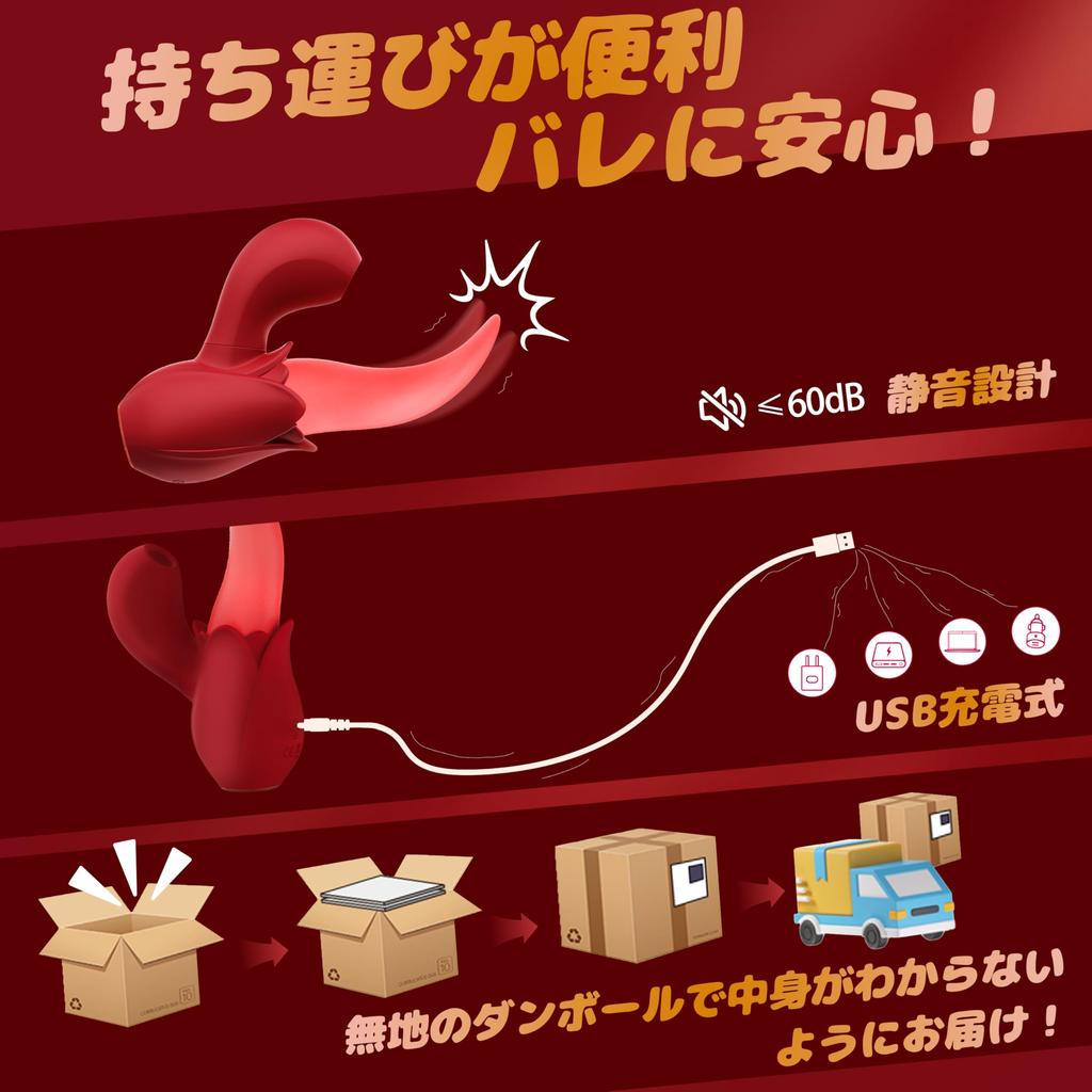 Tongue Licking Vibration Vibrator for Vaginal 10 Types of Tongue 10 Types of Nipple Nipple Vaginal Clit Cunnilingus USB Adult Adult Japanese Manual