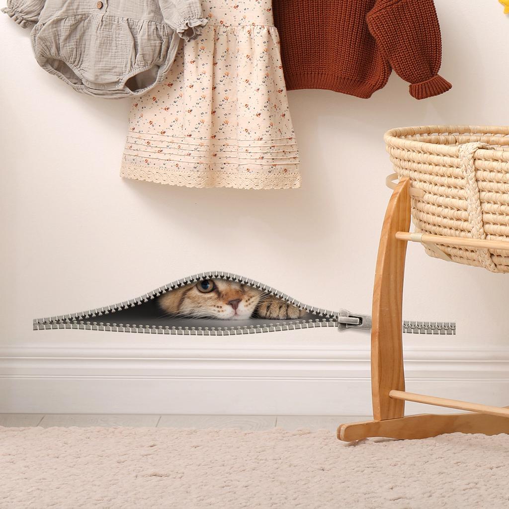 Y17643D Zipper Kitten Creative Toilet Sticker Personalized Home Decoration Self-Adhesive, Large Amount Can Be Negotiated