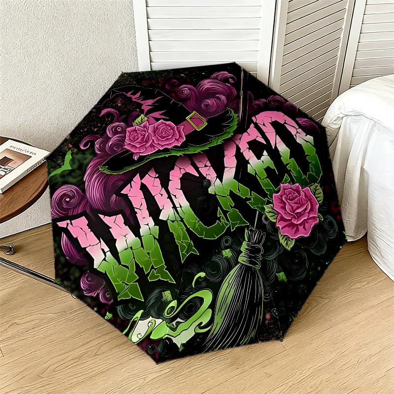 Halloween 8 Ribs 3Fold Black Glue Uv Protection Umbrella Sun Protection Rainproof Compact Folding Umbrella For Travel Daily Use C92339