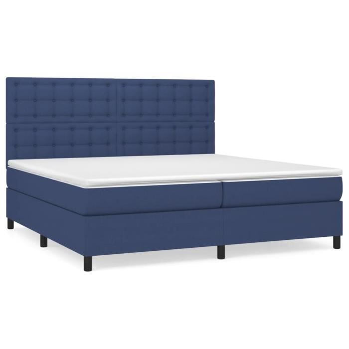3142127 vidaXL Divan Bed with Mattress Blue 200x200 Cm Fabric