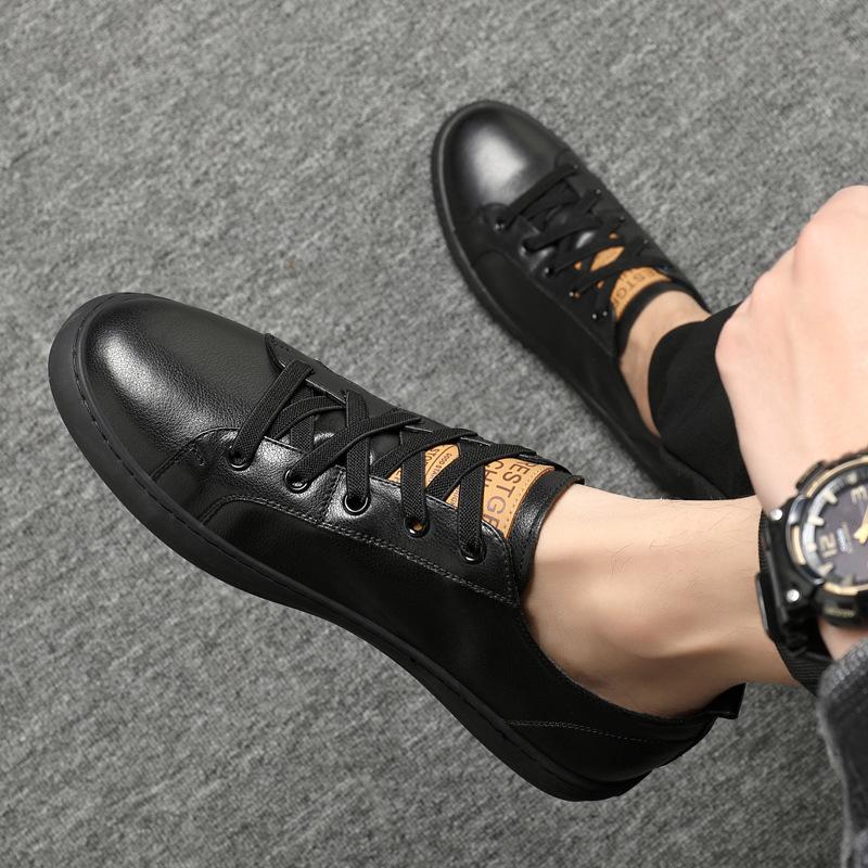 The first layer of cowhide white shoes men's summer new versatile trendy shoes leather breathable casual versatile board shoes single shoes