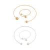 2Pcs/Set Necklace Bracelet Set, Adjustable Opening Bracelet with Double Ball Beads, Fade Resistant Choker Necklace for Minimalist Jewelry Gift