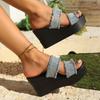 2025 New Arrival Plus Size Fashion Rhinestone Open-Toe Flat Sandals with Thick Platform Heel for Flip-Flops