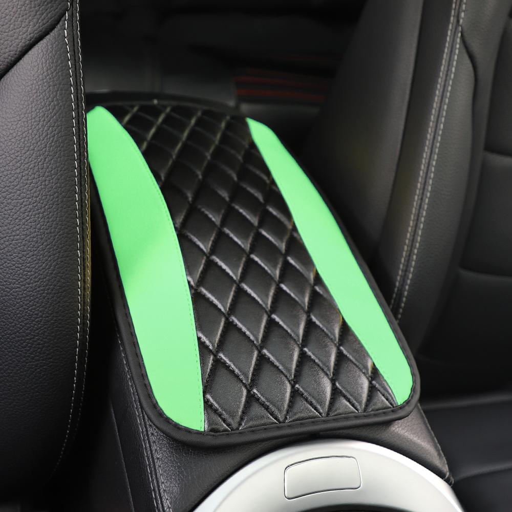 Car armrest cushion center control cushion Car interior accessories PU leather embroidered three-dimensional lattice cushion