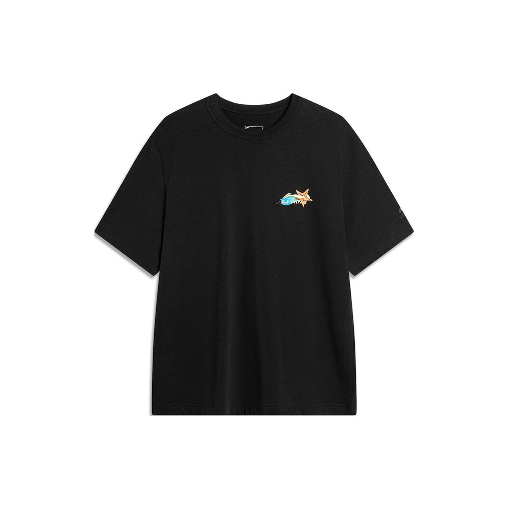 Li-Ning Comfortable Round Neck Short Sleeve T-Shirt Men Tops Black Blue AHSU307-3