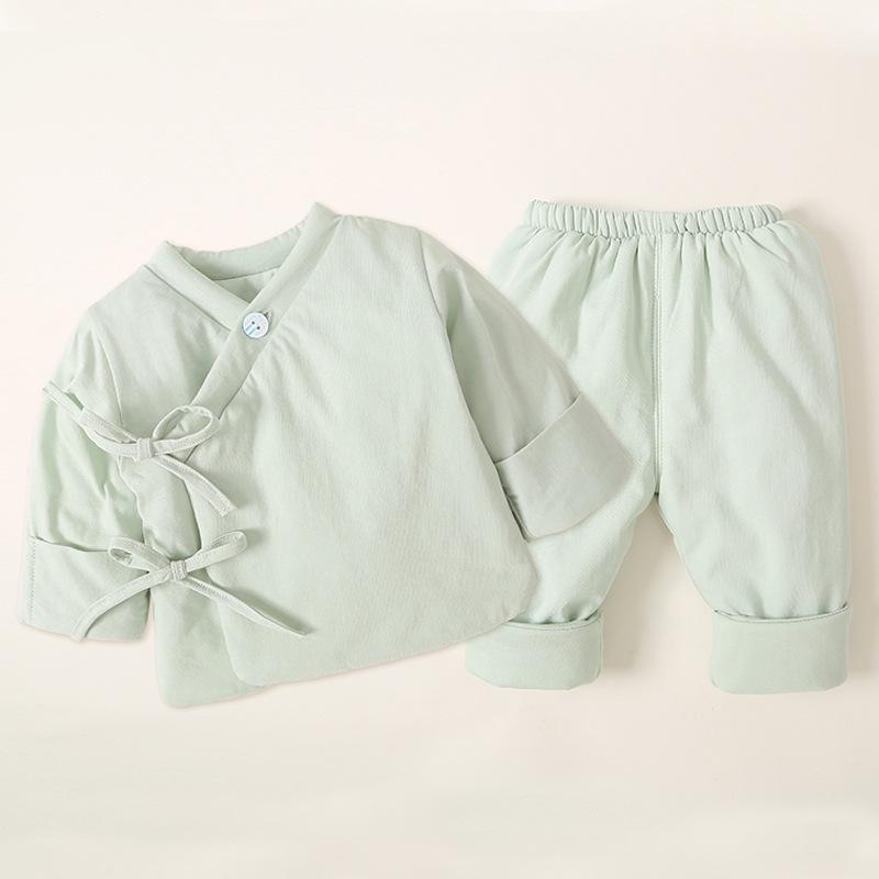 

Newborn Baby Cotton Warm Underwear Two-Piece Set for Spring, Autumn, and Winter (0-3 Months) 52 зелений