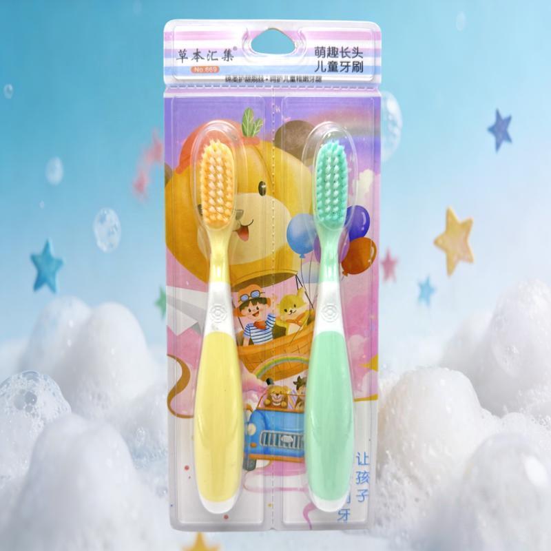 

Children s soft-bristled toothbrush, penguin long head 6-12 years old, special for high-efficiency cleaning during tooth change 2pcs