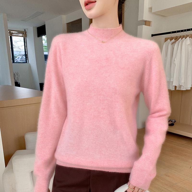 Luxury Women's Cashmere Half-High Collar Sweater, Light and Skin-Friendly, Perfect for Autumn and Winter
