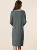 Cheibear Long Sleeve Pajama Size L Women's Nightgown, Button-Down Dress, Gray,