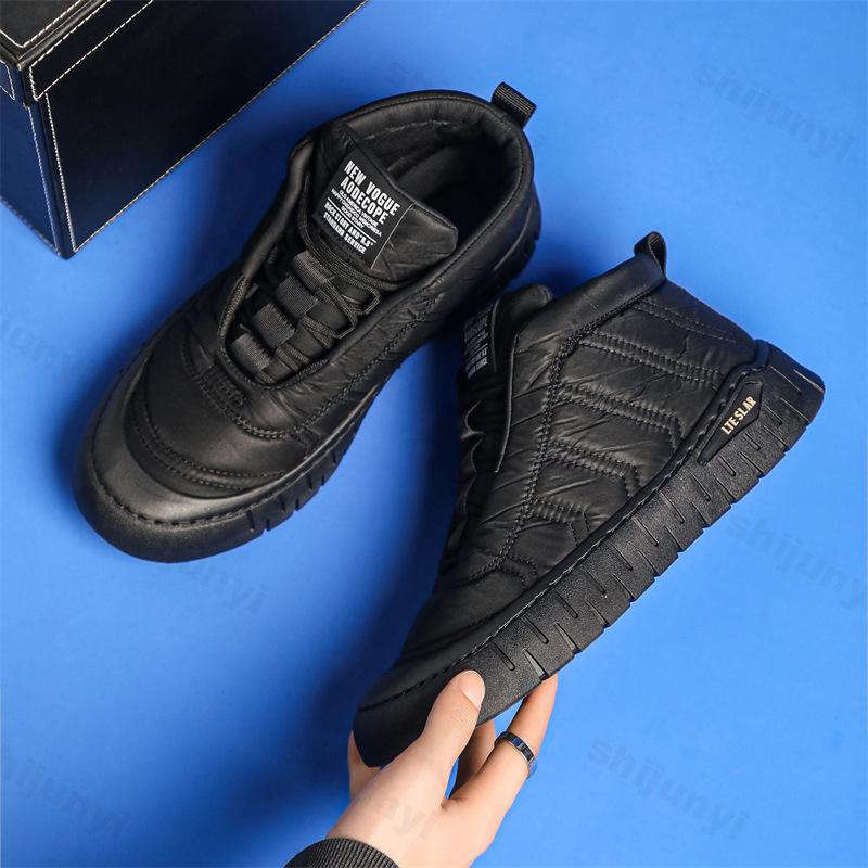Fashion Winter Casual Plush Sport Shoes Mens Fashion Outdoor Ankle Boots Comfortable Warm Slip on Walking Flats for Men Footwear