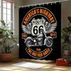 Route 66 Motorcycle Shower Curtain Retro American Highway Design With Chrome Bike And Wings Shower Curtain With Hook