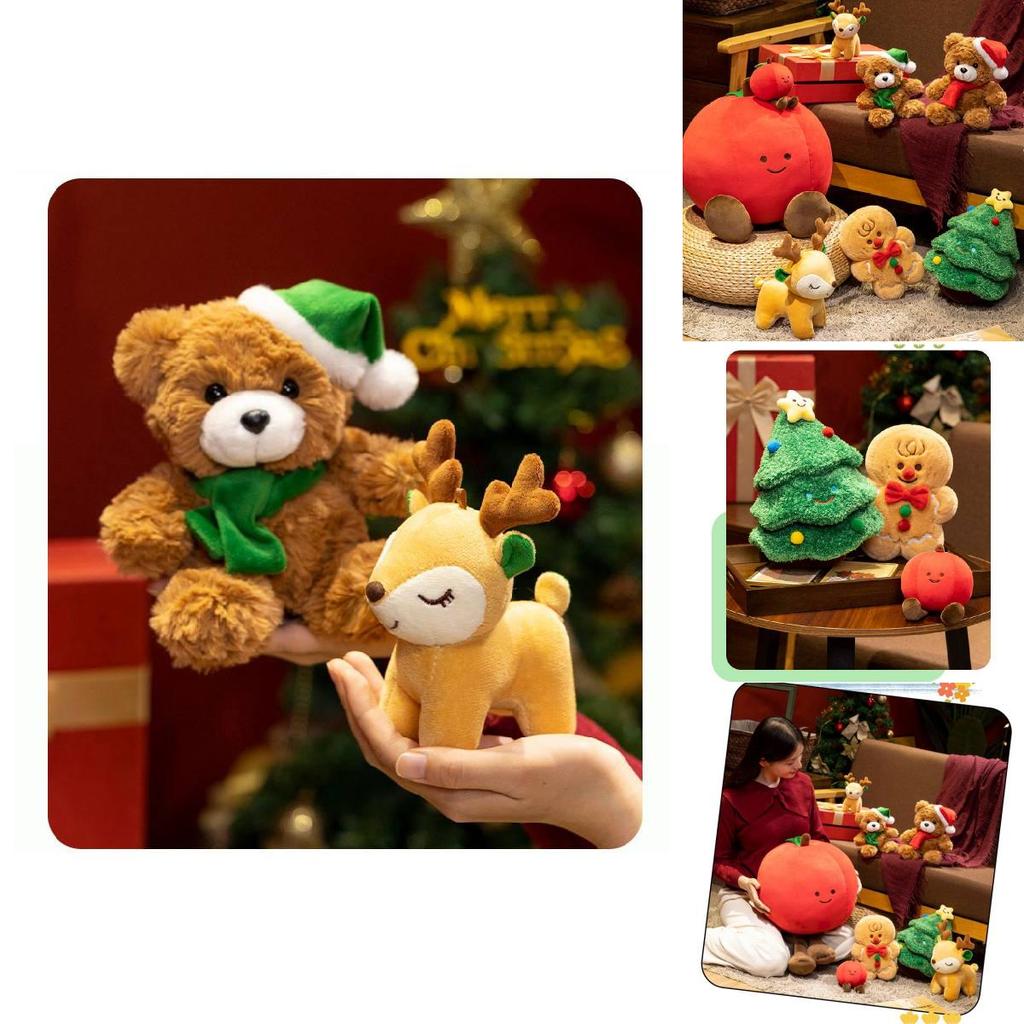 Rozkošná kolekce vánočních plyšových hraček s vánočním medvědem, perníčkem a sobem