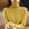 100% Merinowolle Rollkragen Pullover Strickware Damen Neu Herbst und Winter Warmer Pullover Damen Einfarbiger Pullover mit Rollkragen