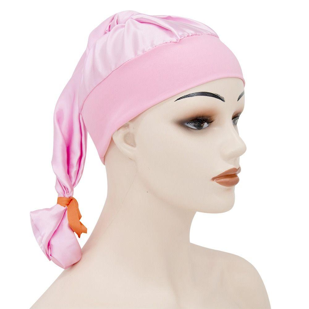 Wide Edge Satin Sleep Cap Long Hair Cap Fashion Silk Hair Wrap  Sleeping