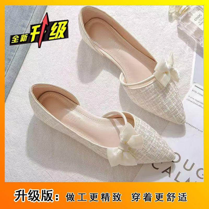 

Bow Xiaoxiangfeng single shoes female bridesmaid shoes 2025 autumn versatile evening wind gentle shoes flat beanie shoes women 40