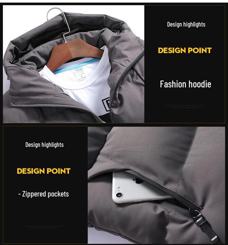 Męska Zimowa Bawełniana Kurtka z Kapturem 6XL - Luźna, Krótka, Codzienna Odzież Wierzchnia, Modny Design