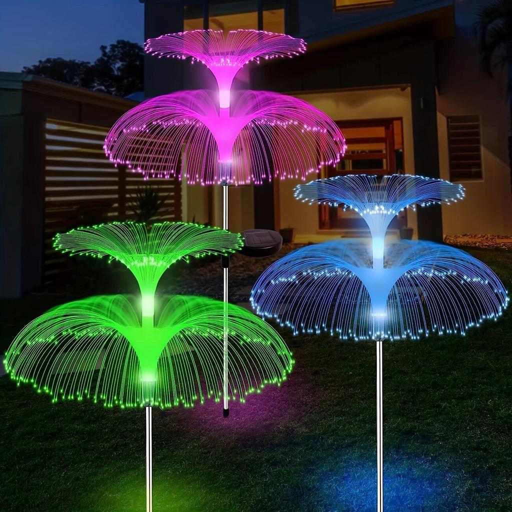 1PC Double-Layer Jellyfish Solar LED Lights,Outdoor Multiple Color Decoration Lights For Landscape,Pathway,Patio,Lawn,Garden