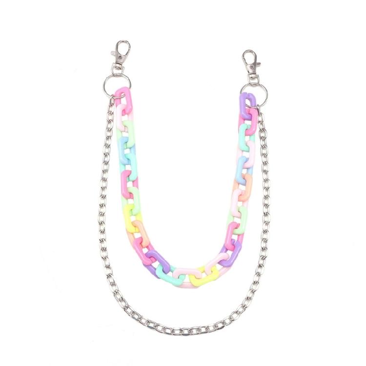 Eye Catching Candy Colored Acrylic Chain Rainbow Color Chain Keychain for Girls Women Fashion Streetwear Accessory