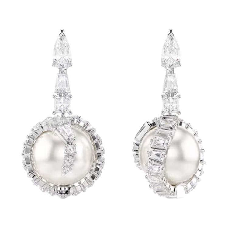 Swarovski Snake Year Original Design Imitation Crystal Imitation Pearl Alloy Silver Plated Gold Plated Rhodium Plated Cubic Zirconia Earrings 5714668 Box (Random Color)