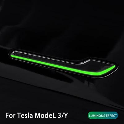 For Tesla Model 3 2018-2022 2023/Model Y Night Light Door Handle Protector Luminous Handle Sticker Car Exterior Accessories