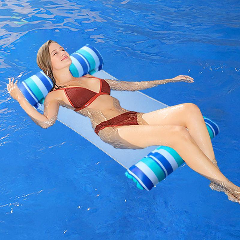 Pool Striped Print Floating Water Mesh Chair Inflatable Recreation Lounge Chair Pool Beach Ocean 4 or 2 Floating Hammock Adult Size Floats Bed