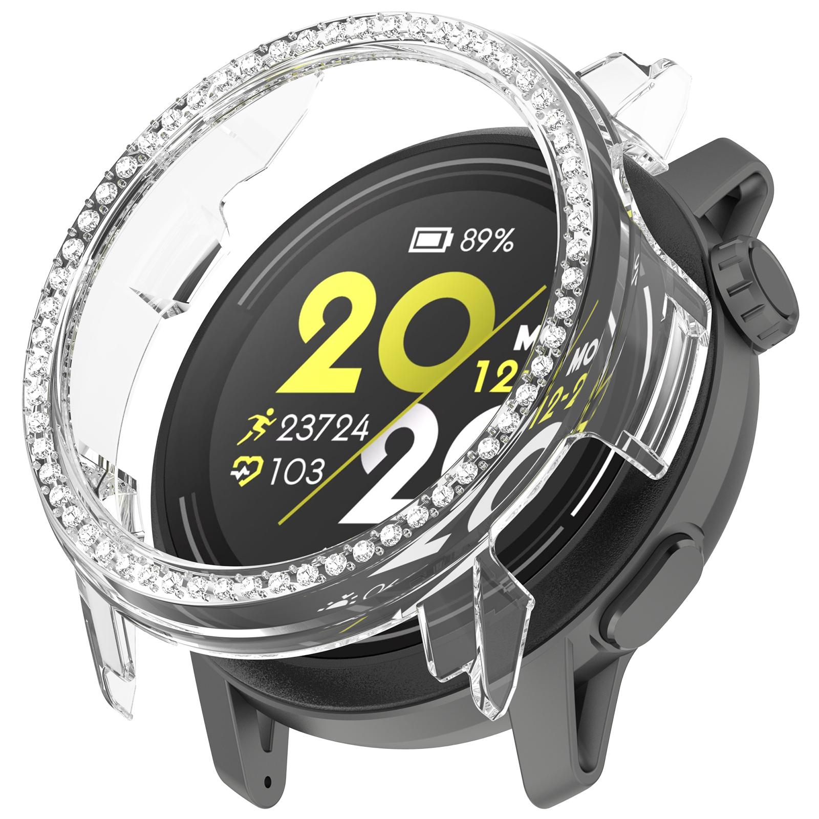 

For Coros Pace 2 Clear Watch Case Rhinestone Decorative Hollow Design PC Watch Cover As Shown A