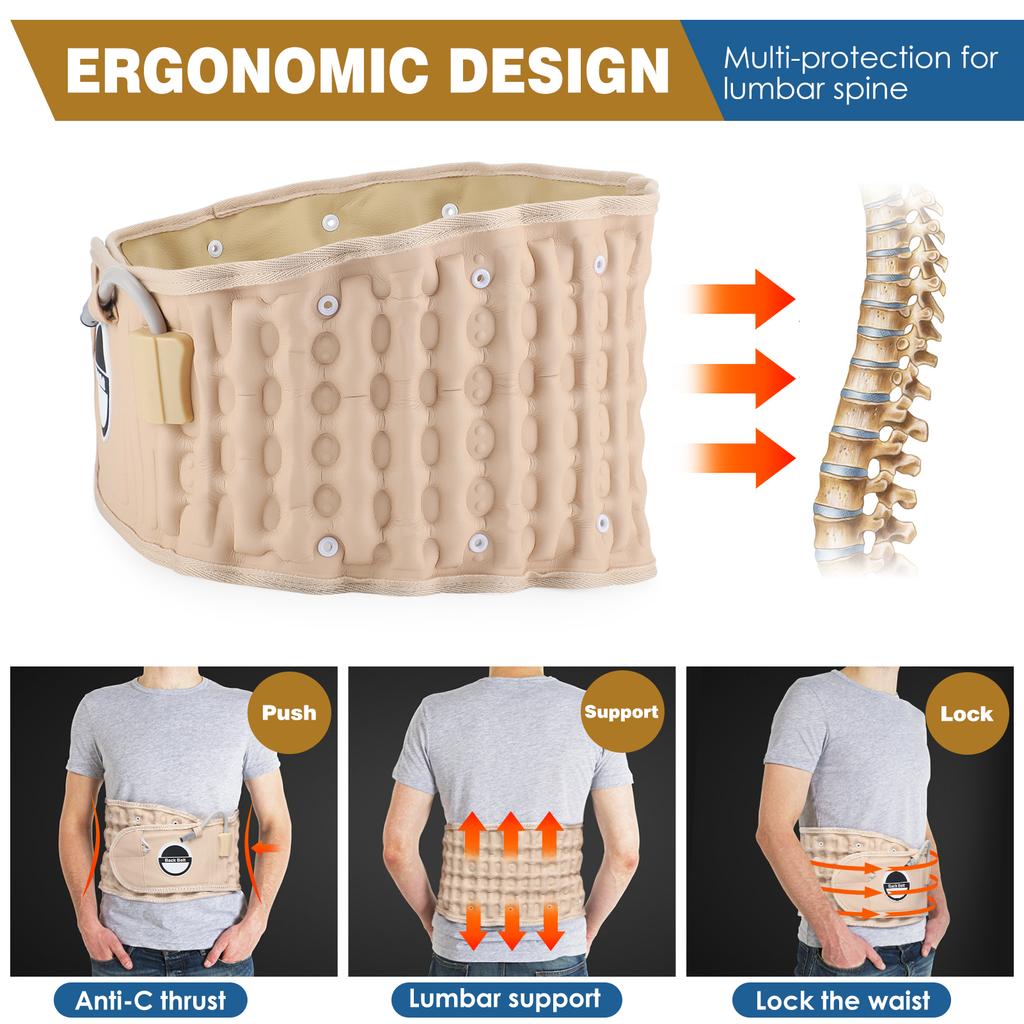 Decompression Back Belt Lumbar Support Belt for Men & Women Lower Back Pain Relief Waistband Back Traction Fits Waist Size 29-49